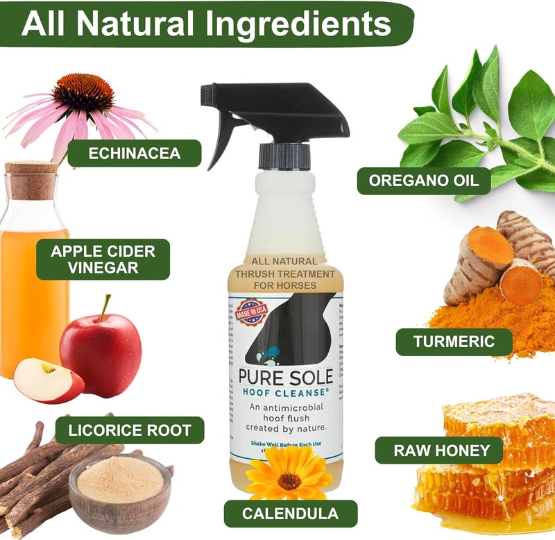 PureSole Thrush Treatment for Horses Hoof Spray Hoof Cleanse | All Natural Spray for A Healthy Horse Hoof, Use for White Line, Abscess Treatment, Cracks, and Hoof Wall Separation - 16 oz. - Image 5